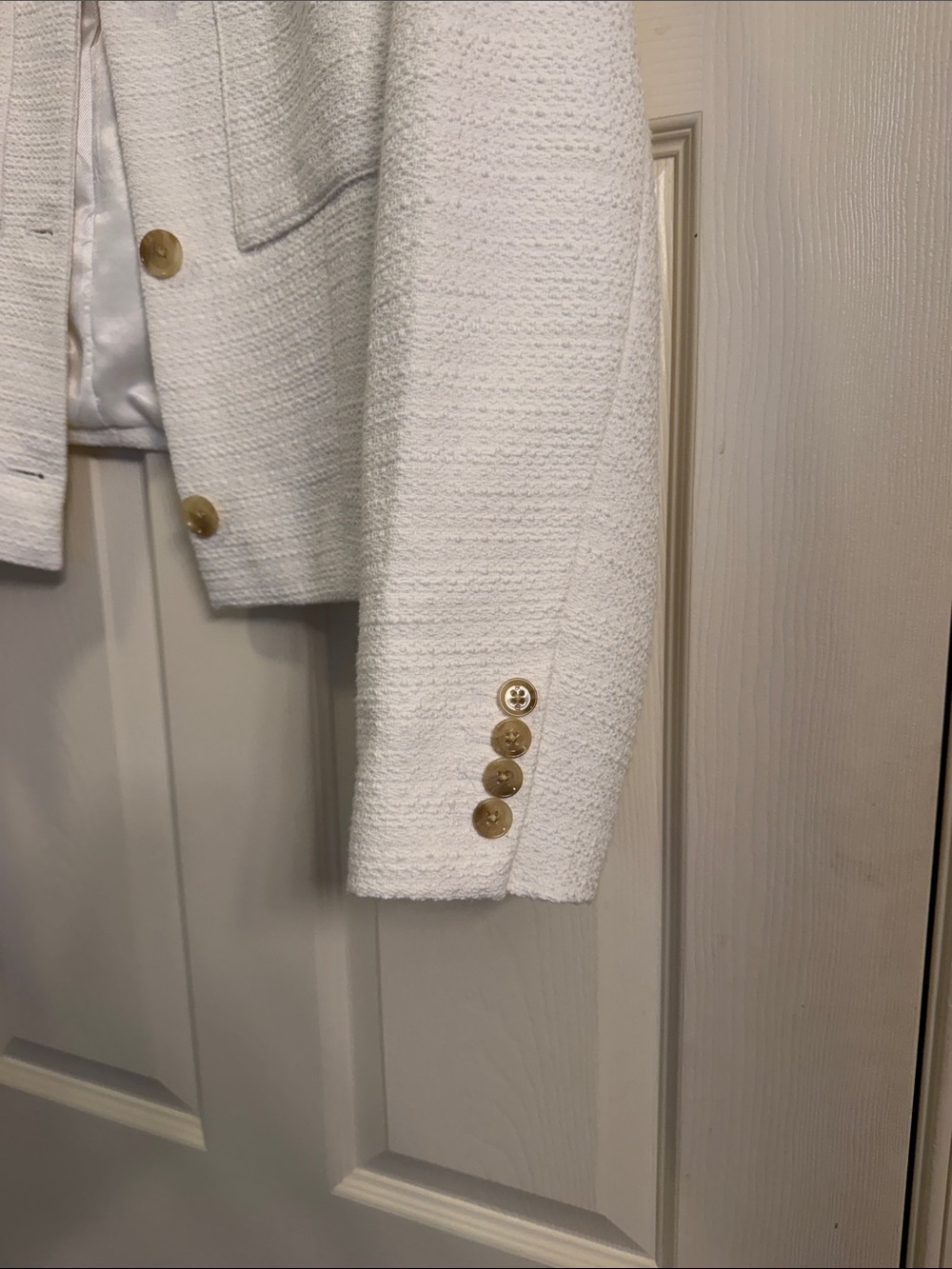 Banana Republic White Collarless Textured Button Jacket - Picture 5 of 10